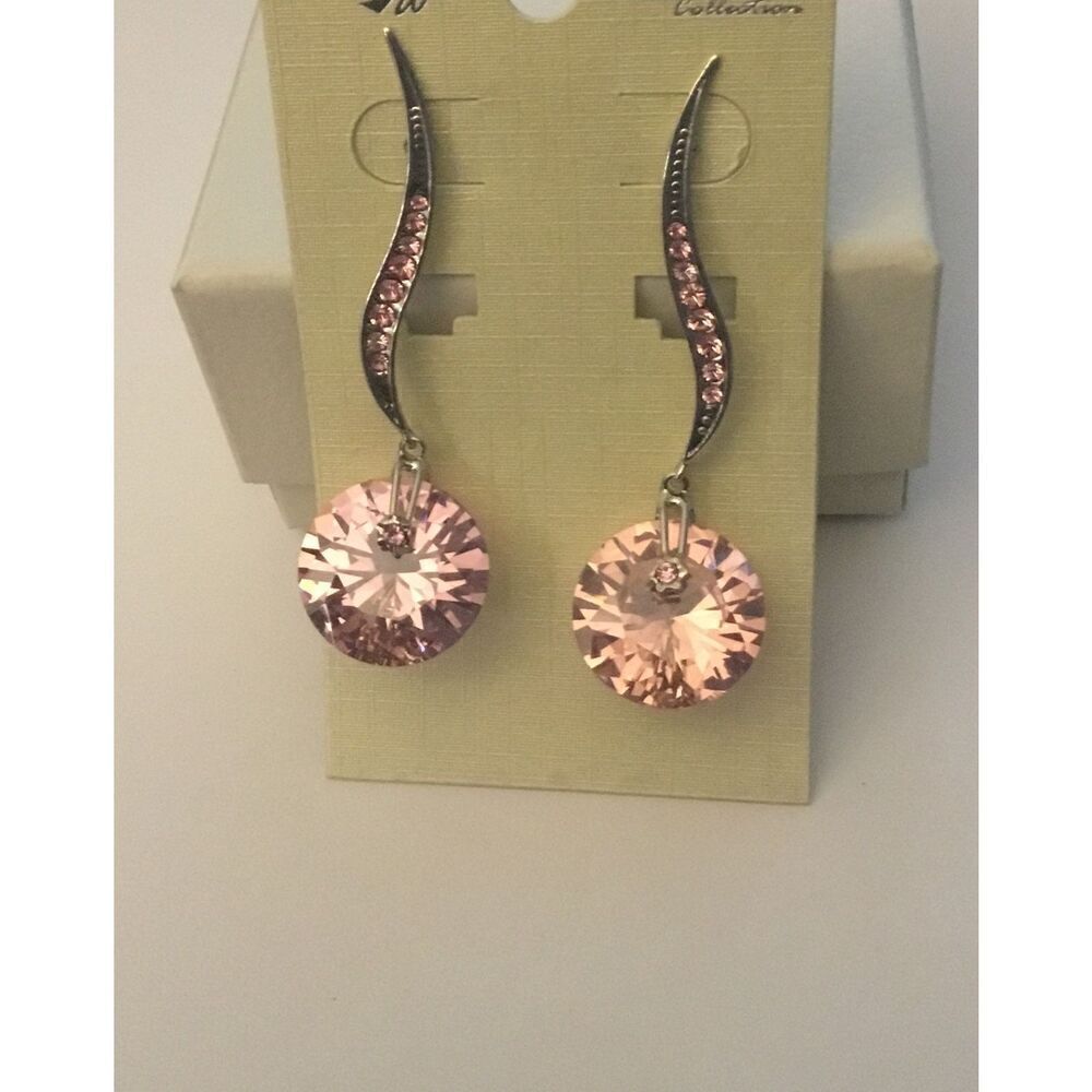 Gorgeous100 Facet Pink Crystal Dangle Earrings